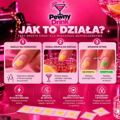 Pewny Drink™ – Dyskretny Test Napojów | 10 Naklejek